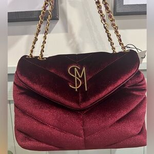 Steve Madden Velvet Handbag (Burgundy)